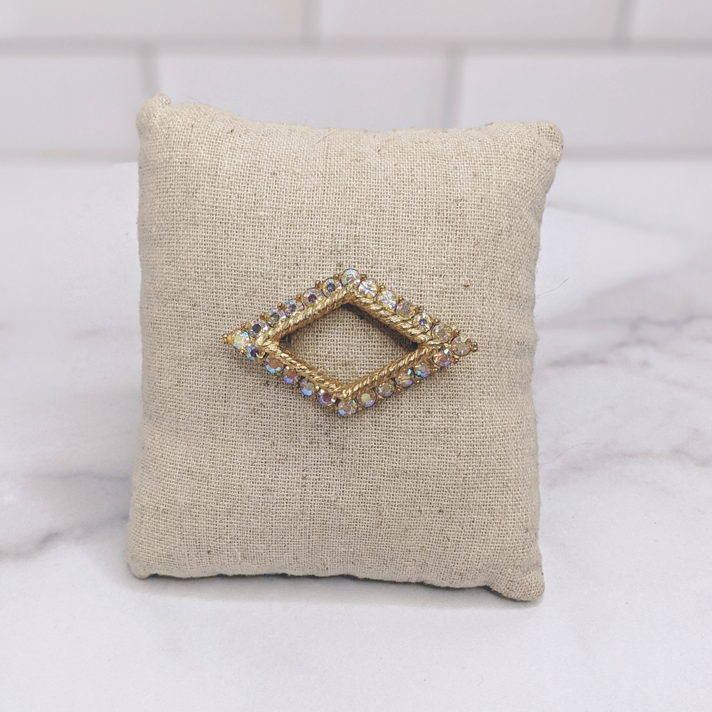 Vintage BSK gold  aurora borealis geometric brooch